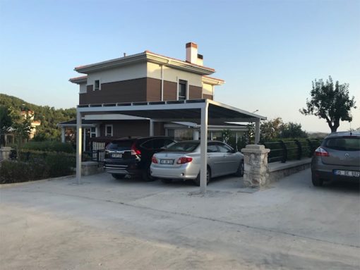 Fém garázs autóbeálló építés