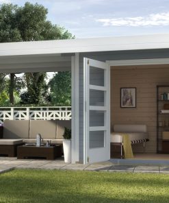Modern lapostetős faház Weka designhaus terasszal